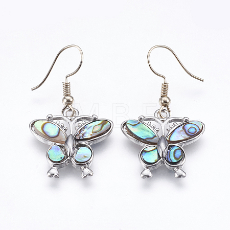 Abalone Shell/Paua Shell Dangle Earrings EJEW-F147-A04-1
