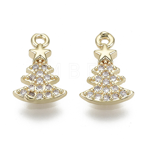 Brass Micro Pave Clear Cubic Zirconia Charms X-KK-S348-517-NF-1