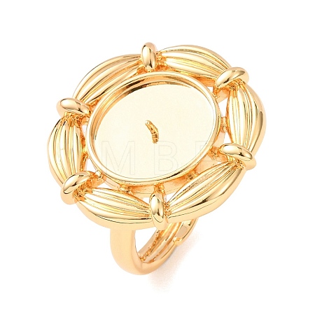 Flower Brass Cuff Ring Components KK-G551-04G-1