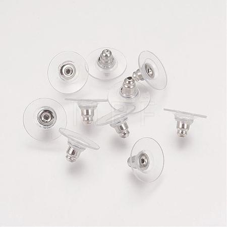 Brass Bullet Clutch Bullet Clutch Earring Backs with Pad KK-E446-14P-1