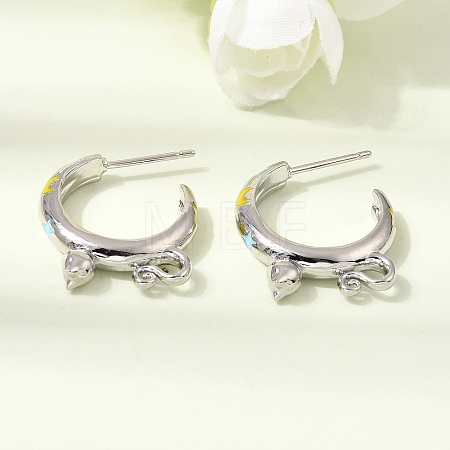 Brass Enamel Stud Earrings KK-CBA8324-23P-04-1