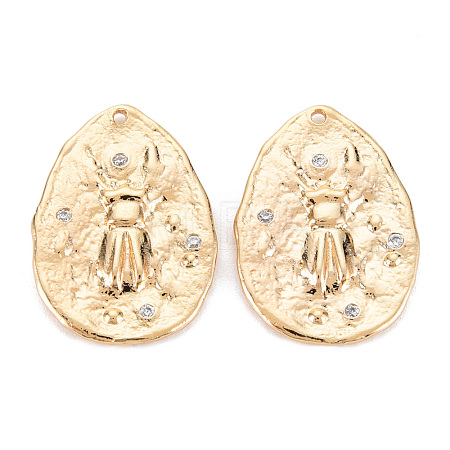 Brass Micro Pave Clear Cubic Zirconia Pendants KK-S356-538G-NF-1