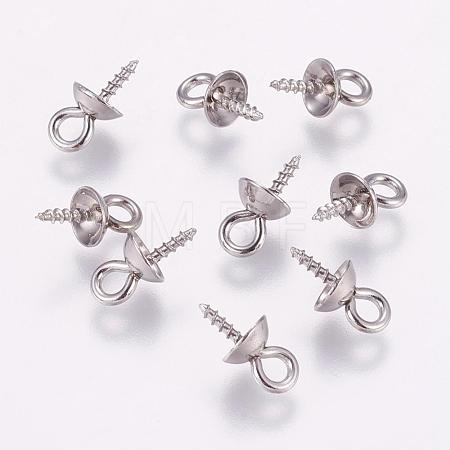 Tarnish Resistant 201 Stainless Steel Peg Bails Pendants for Half-driled Beads STAS-K148-12B-1