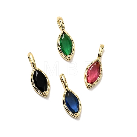 Horse Eye Brass Glass Charms KK-C134-18G-1