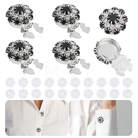 6Pcs Brass Rhinestone Cufflinks BUTT-NB0002-18-1