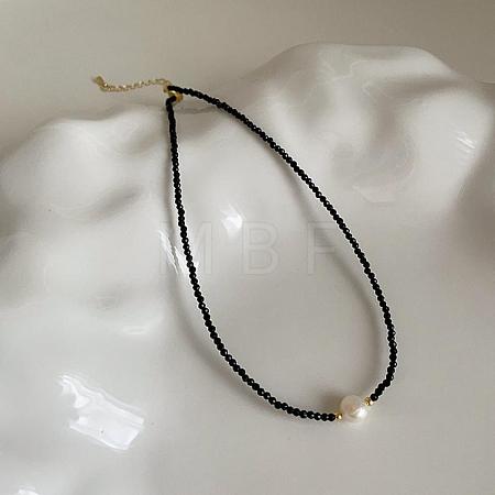 Vintage Single Natural Freshwater Pearl & Glass Beaded necklaces QO5494-1-1