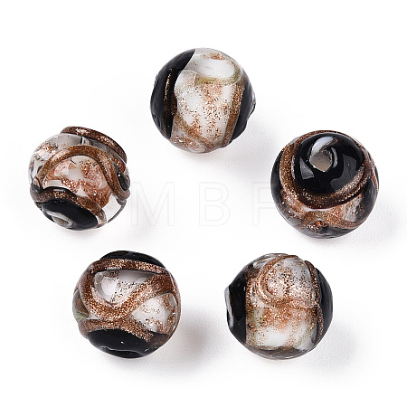 Handmade Gold Sand Lampwork Beads LAMP-T019-8mm-01-1