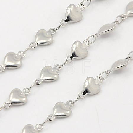 Tarnish Resistant 3.28 Feet 304 Stainless Steel Heart Chains X-CHS-K001-53-5.5mm-1
