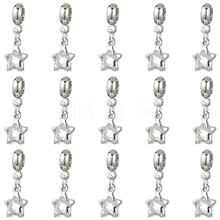 10Pcs Alloy Crystal Rhinestone Star European Dangle Charms MPDL-YW0001-06-1