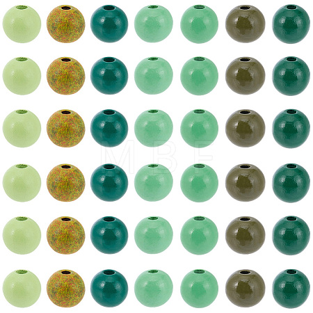 210Pcs 7 Colors Spray Painted Wood European Beads WOOD-SP0002-01-1