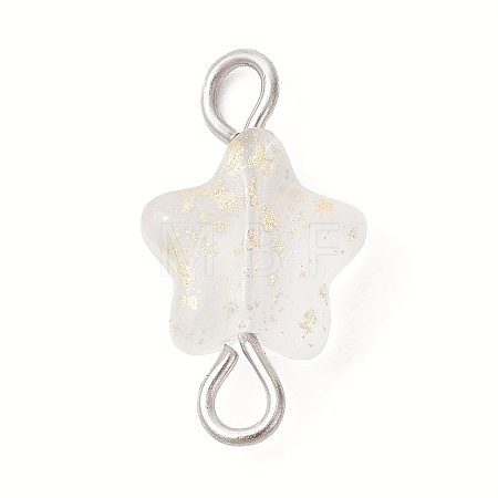 Spray Painted Glass Star Connector Charms PALLOY-JF02338-40B-1