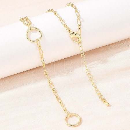 Brass Oval Link Chain Y Lariat Necklaces NJEW-H087-06I-G-1