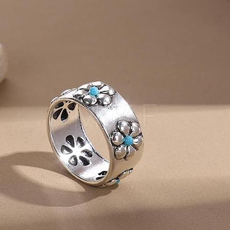 Retro Alloy and Turquoise Finger Rings FS-WGD8EB6-05-1