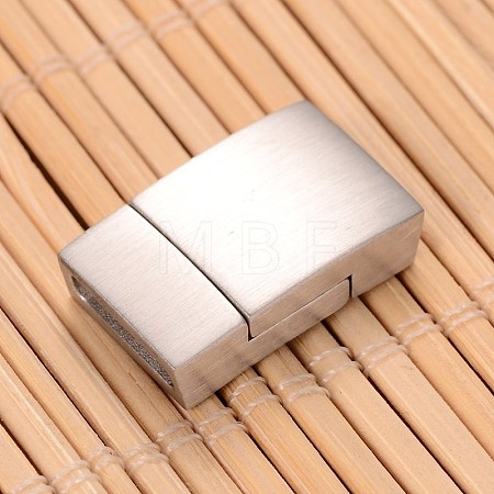 Tarnish Resistant Matte 304 Stainless Steel Rectangle Magnetic Clasps with Glue-in Ends STAS-I045-05A-1
