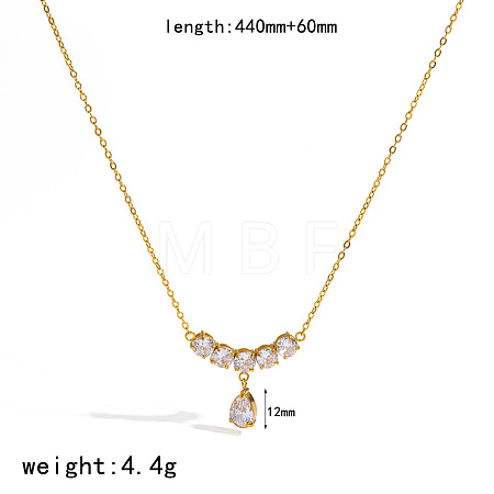 304 Stainless Steel Pave Clear Cubic Zirconia Pendant Necklaces for Women WGBFE42-01-1