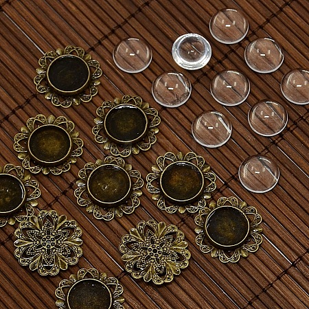12mm Clear Domed Glass Cabochon Cover for Flower DIY Photo Brass Cabochon Making DIY-X0113-AB-NF-1