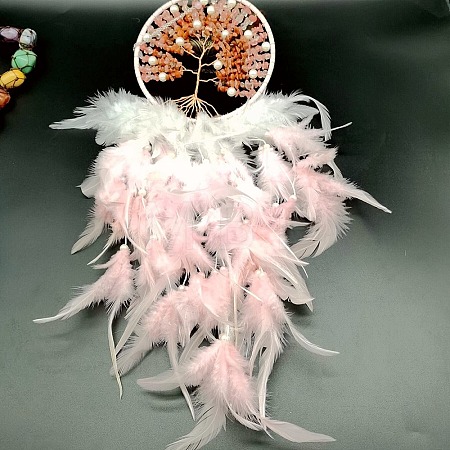 Woven Net/Web with Feather Art Pendant Decorations TREE-PW0001-29B-1