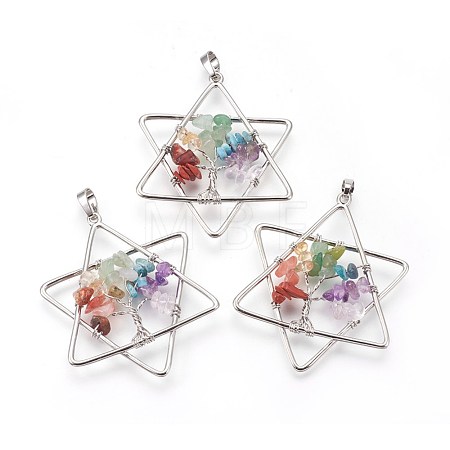 Natural & Synthetic Mixed Gemstone Chakra Big Pendants G-I212-02A-1