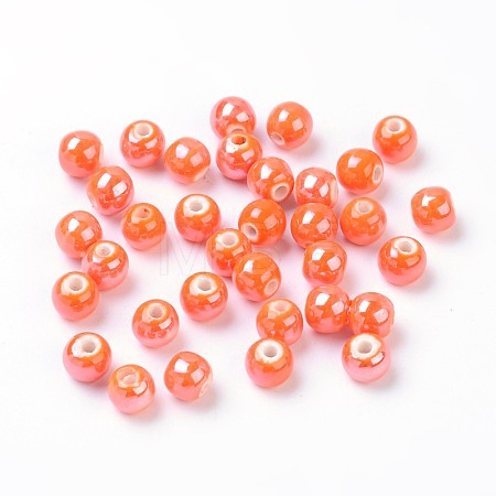 Glazed Porcelain Round Beads X-PORC-S489-6mm-07-1
