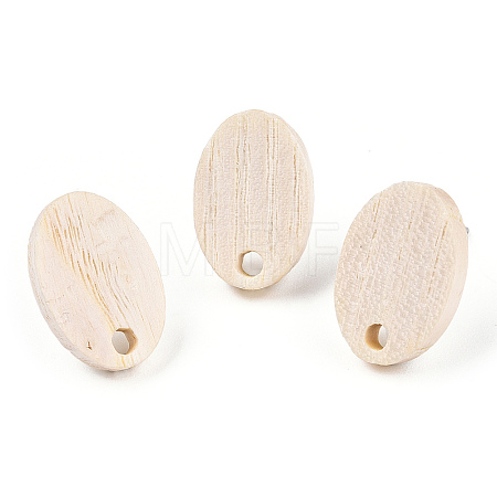 Ash Wood Stud Earring Findings EJEW-N017-011-01-1