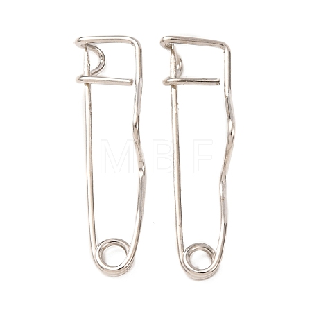 Iron Wave Safety Pin Brooch Findings JEWB-Z050-01P-02-1