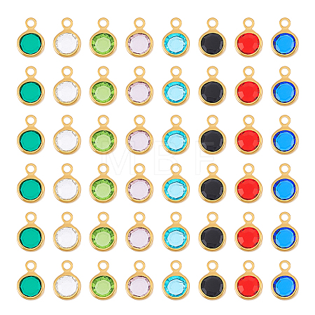 8 Color 304 Stainless Steel with Glass Charms STAS-UN0048-44A-1