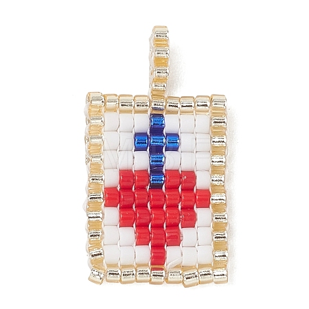 Glass Seed Beaded Pendants PALLOY-MZ01228-01-1