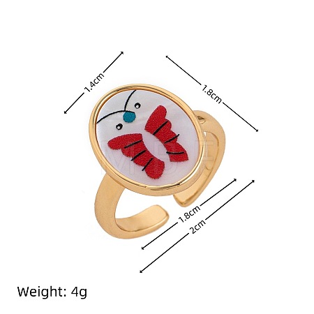 Brass & Shell Cuff Open Rings FS-WGBC7E6-01-1