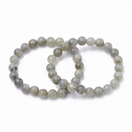 Natural Labradorite Beaded Stretch Bracelets G-T104-29-1