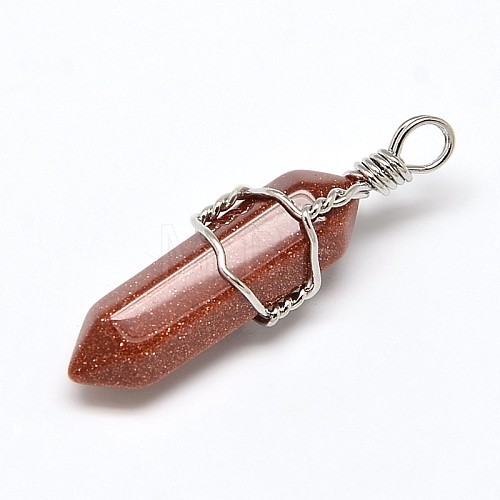 Faceted Bullet Goldstone Double Terminated Pointed Pendants G-J260-B05-1