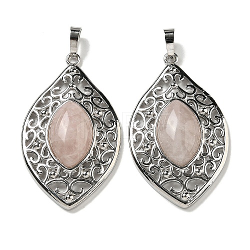 Natural Rose Quartz Pendants G-Q158-02G-1