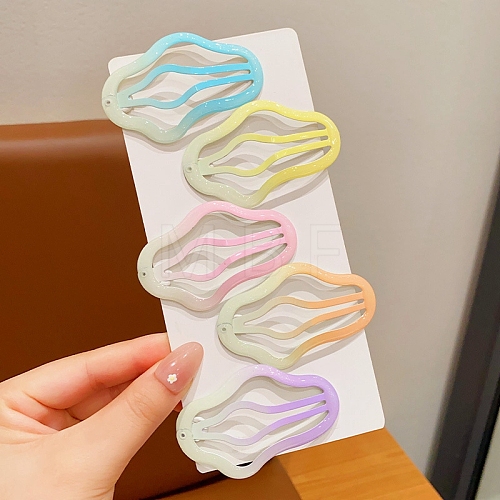 5Pcs 5 Colors Alloy Snap Hair Clips for Girl PW-WGE2ADA-07-1