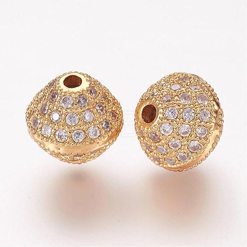 Brass Micro Pave Cubic Zirconia Beads ZIRC-G097-06G-1