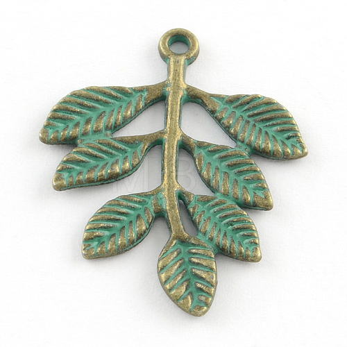 Leaf Zinc Alloy Pendants PALLOY-R065-118-FF-1