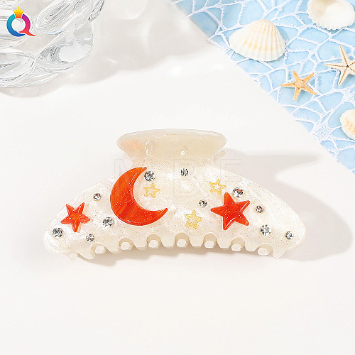 Moon & Star Pattern Acrylic Claw Hair Clips PW-WG255E6-02-1