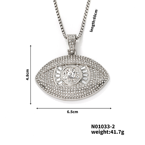 Alloy Rhinestones Evil Eye Pendant Necklace AQ7496-2-1