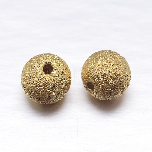 Real 18K Gold Plated Round 925 Sterling Silver Textured Beads STER-M101-01-6mm-1