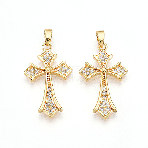 Brass Micro Pave Cubic Zirconia Pendants KK-N257-31G-1