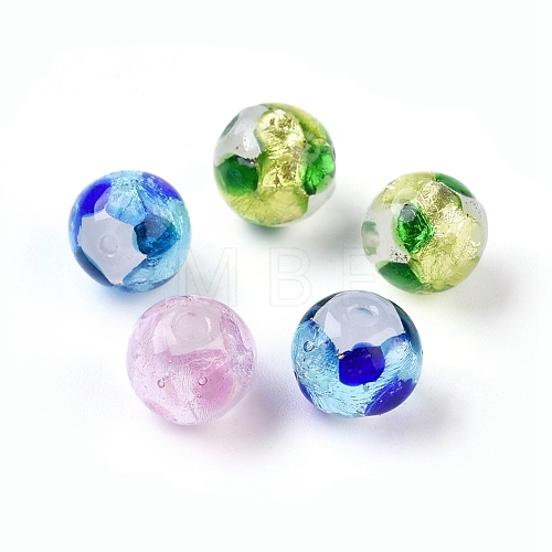 Handmade Silver Foil Glass Round Beads X-LAMP-L041-02-1