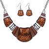 Trapezoid Alloy Resin Pendant Necklaces & Dangle Earrings Sets FS-WG8D8C4-02-2