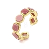 Square Natural Rhodonite Open Cuff Rings RJEW-K272-02G-02-1