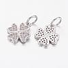 Brass Micro Pave Cubic Zirconia Pendants ZIRC-P064-12P-2