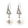 925 Sterling Silver Clear Cubic Zirconia Triangle with Round Dangle Stud Earrings EJEW-L300-02P-4