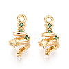 Brass Micro Pave Cubic Zirconia Charms KK-N263-140A-G-1