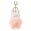 Imitation Rex Rabbit Fur Ball & PU Leather Fox Pendant Keychain KEYC-K018-04KCG-01-2