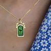 Rotating 304 Stainless Steel Enamel Tarot Card Pendant Necklaces with Rhinestone FS-WG0CC16-04-2