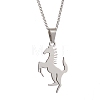201 Stainless Steel Horse Pendant 304 Stainless Steel Pea Chain Necklaces for Women Men NJEW-JN05996-2