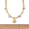 Brass Pave Clear Cubic Zirconia Sun Pendant Glass Beades Necklaces NJEW-JN06538-4