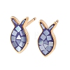 Brass Enamel Fish Stud Earrings EJEW-I322-07G-5