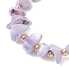 3Pcs 3 Colors Dyed Natural Trochid Shell/Trochus Shell Chip Beaded Stretch Bracelets for Women BJEW-JB13124-4